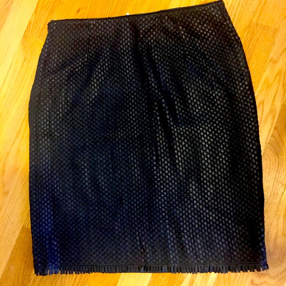 Black Leather ( weaved ) knee length skirt by Max Studio ( Special Edition )